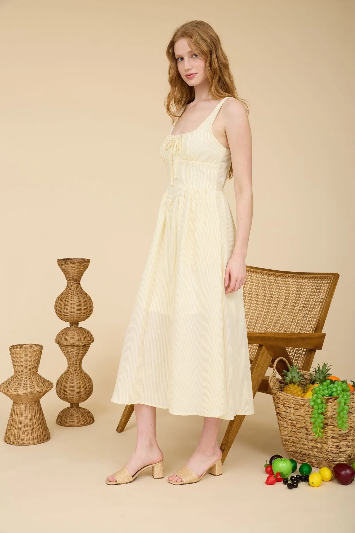 Genevieve Striped Corset Detail Dress, Butter Yellow sold by North & Main Clothing Company product image thumbnail 5
