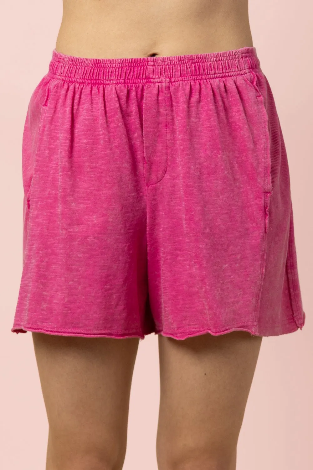 Mineral Washed Knit Shorts, Pink sold by North & Main Clothing Company product image thumbnail 2