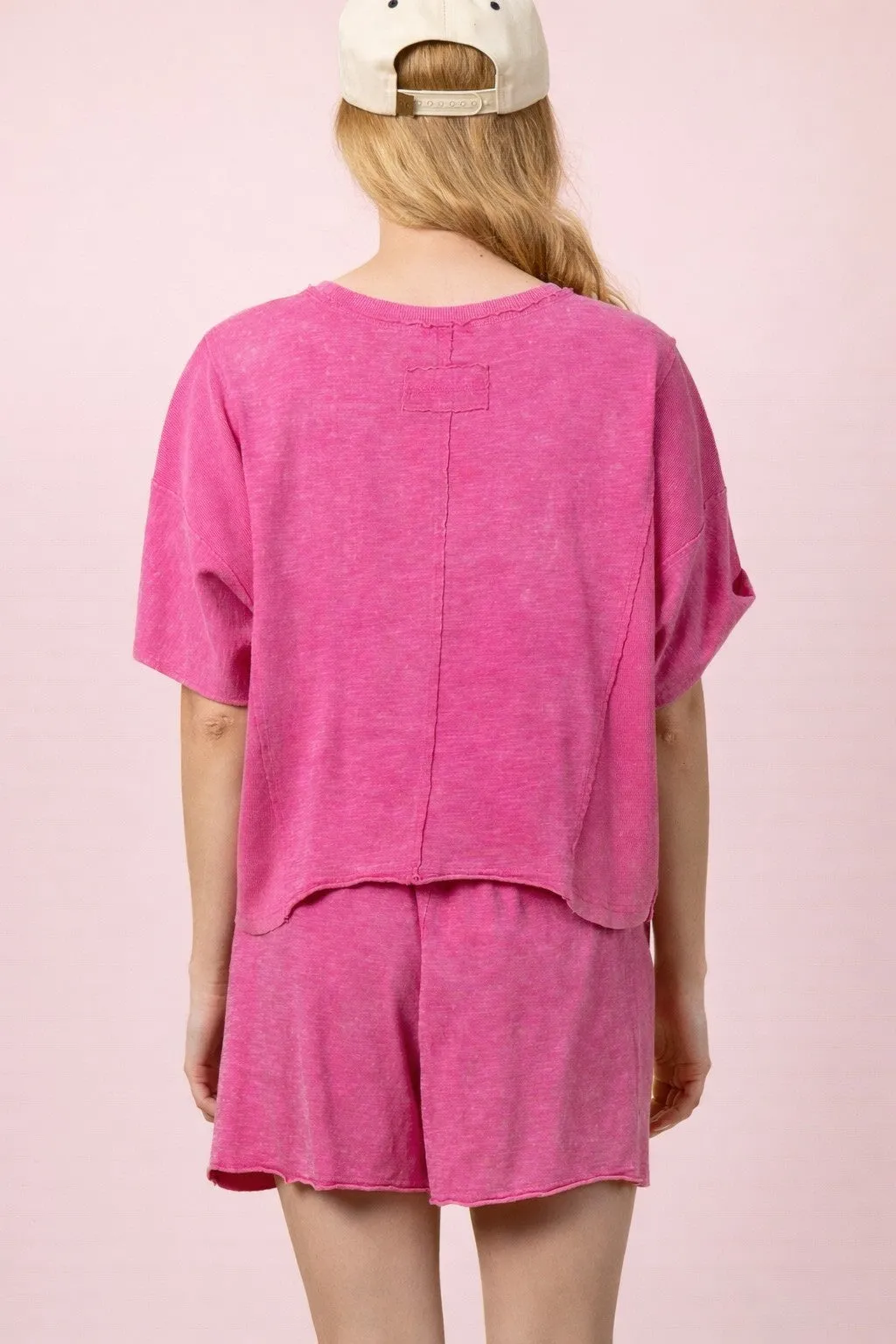 Mineral Washed Knit Shorts, Pink sold by North & Main Clothing Company product image thumbnail 3