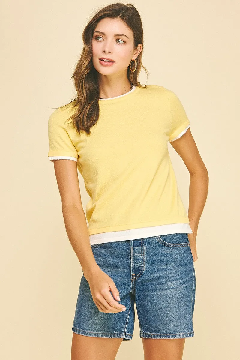 Double Layered Knit Tee, Lemon | Pinch sold by North & Main Clothing Company product image thumbnail 4