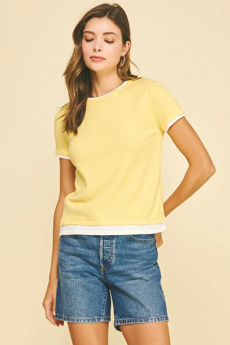 Double Layered Knit Tee, Lemon | Pinch sold by North & Main Clothing Company product image thumbnail 5
