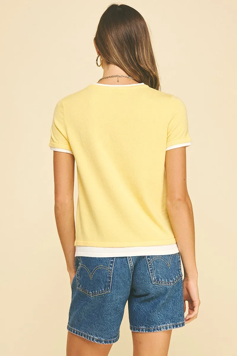 Double Layered Knit Tee, Lemon | Pinch sold by North & Main Clothing Company product image thumbnail 3