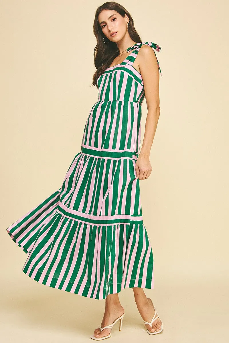 Tiered Maxi Dress, Green/Pink | Pinch sold by North & Main Clothing Company product image thumbnail 5