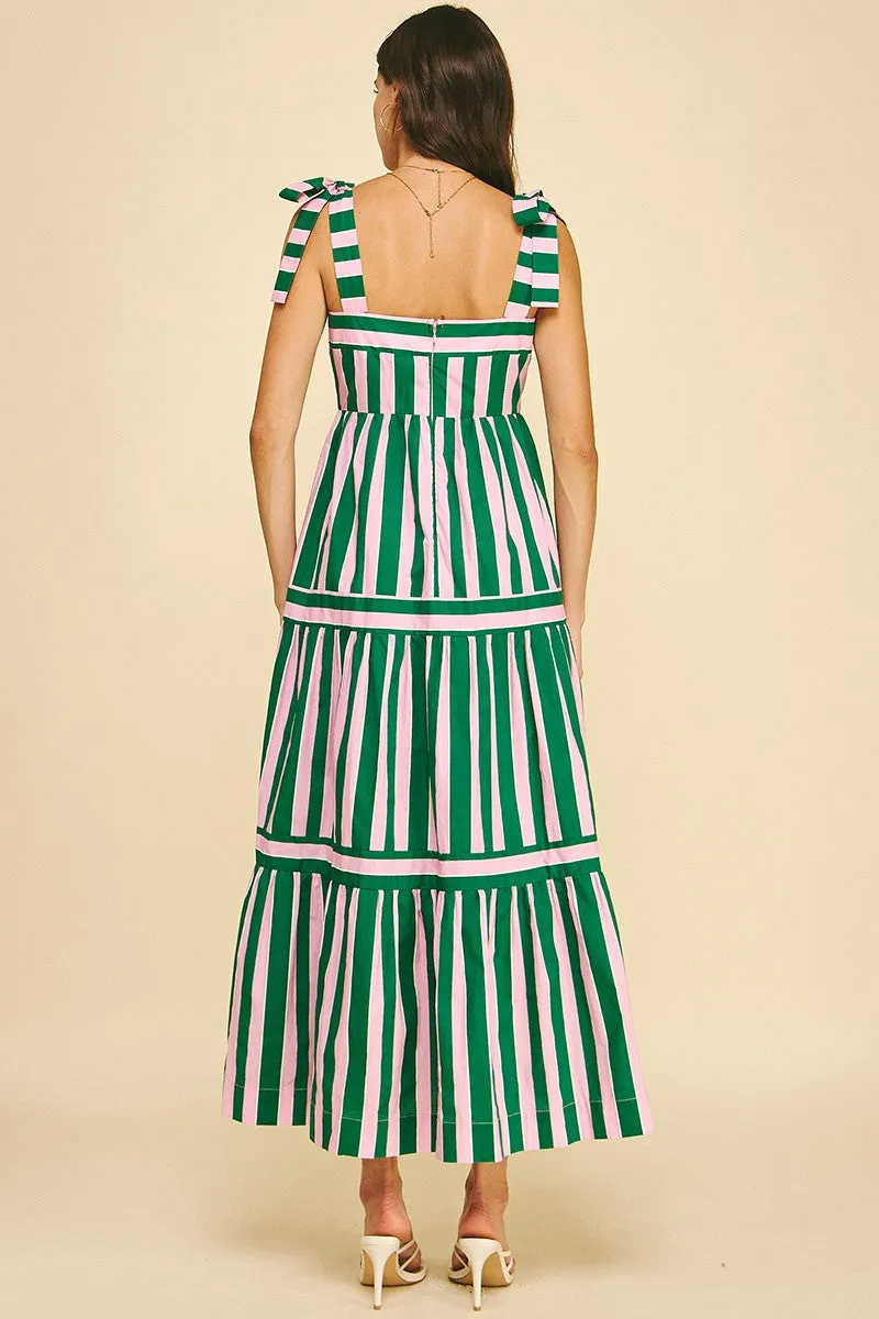 Tiered Maxi Dress, Green/Pink | Pinch sold by North & Main Clothing Company product image thumbnail 3