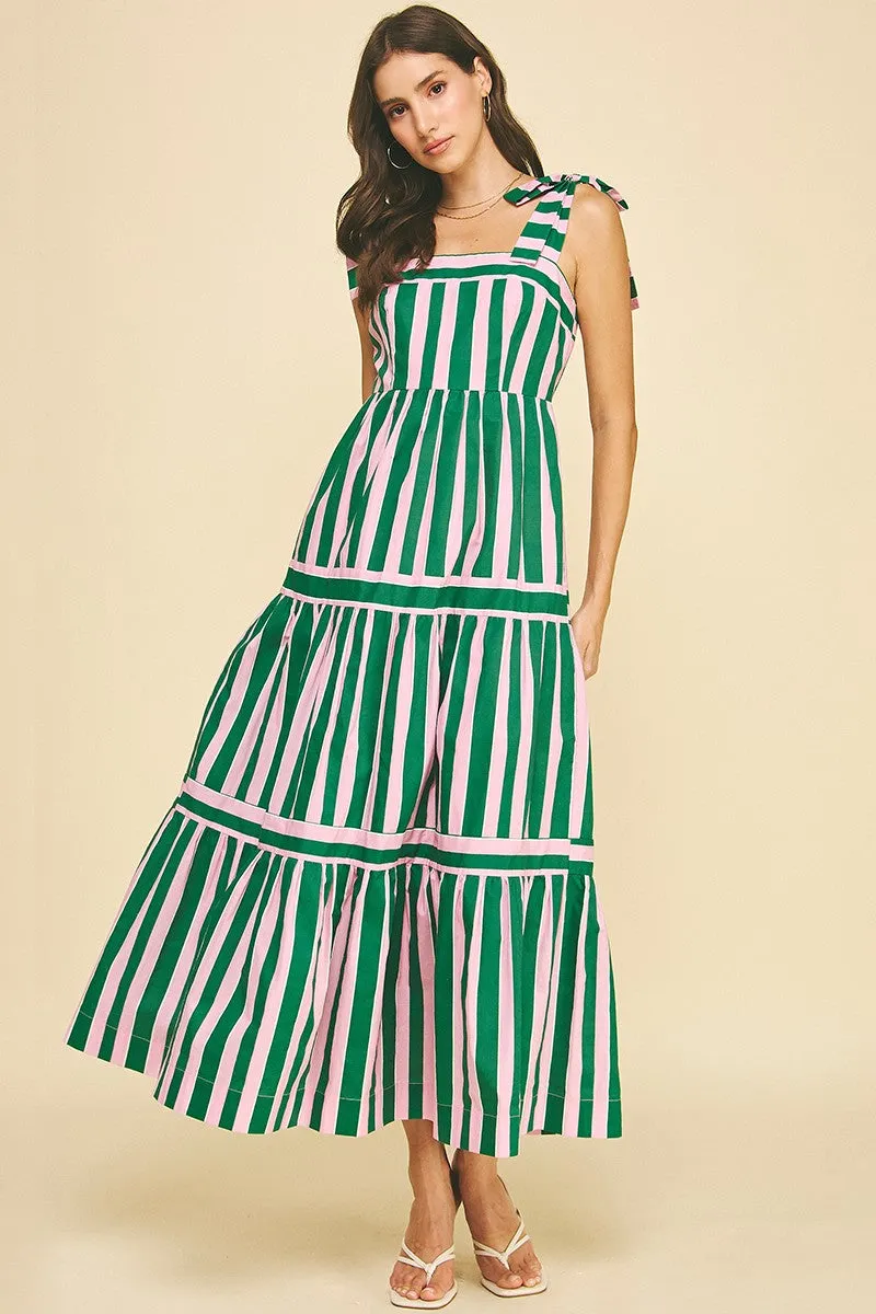Tiered Maxi Dress, Green/Pink | Pinch sold by North & Main Clothing Company product image thumbnail 4