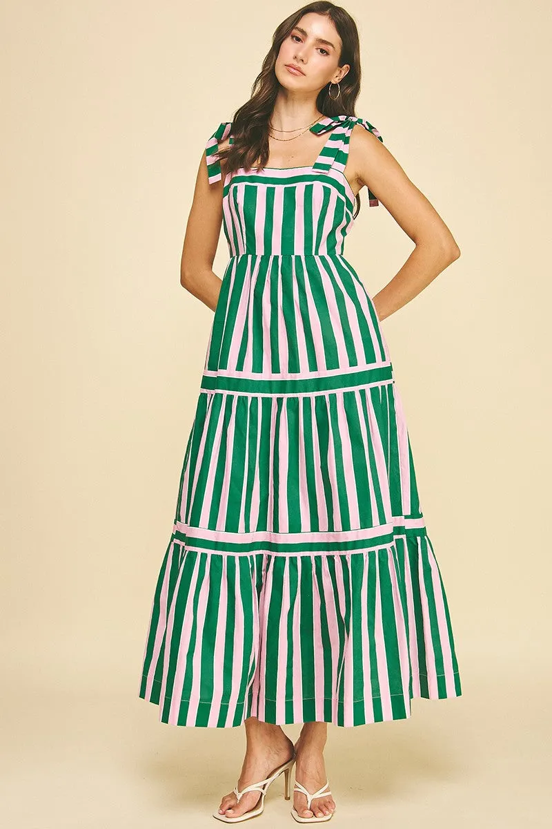 Tiered Maxi Dress, Green/Pink | Pinch sold by North & Main Clothing Company product image thumbnail 2