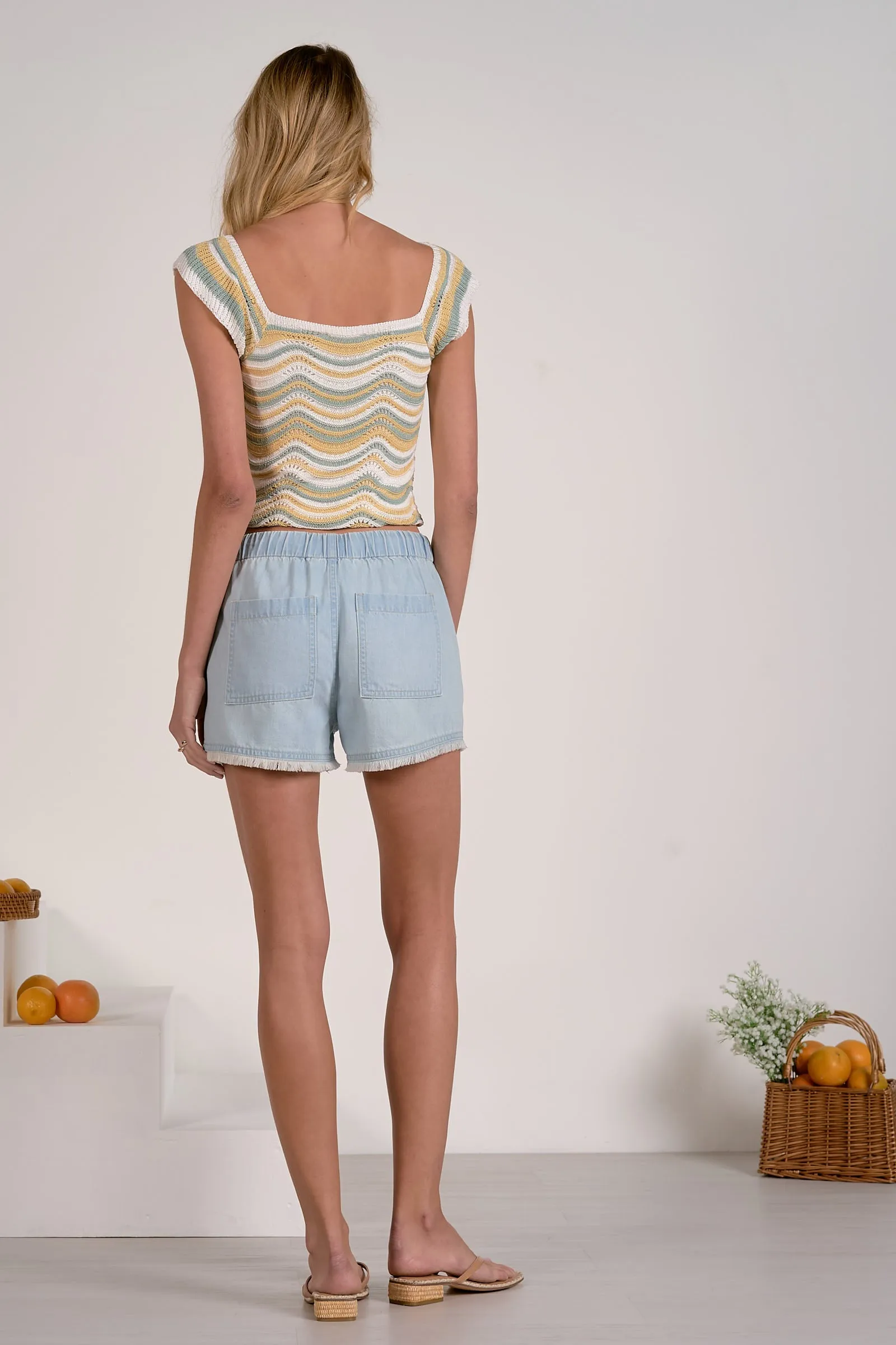 Tie Waist Shorts, Light Blue | Elan sold by North & Main Clothing Company product image thumbnail 2