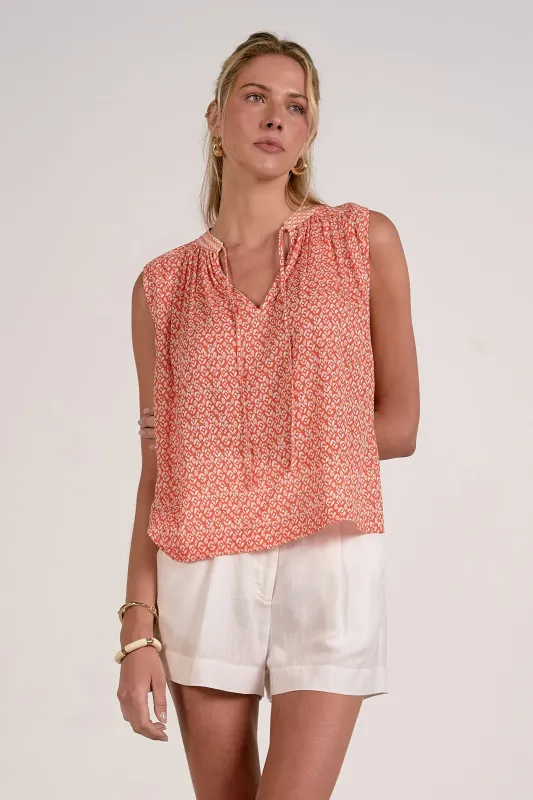 Sleeveless Printed Top, Red Zina | Elan made by Elan