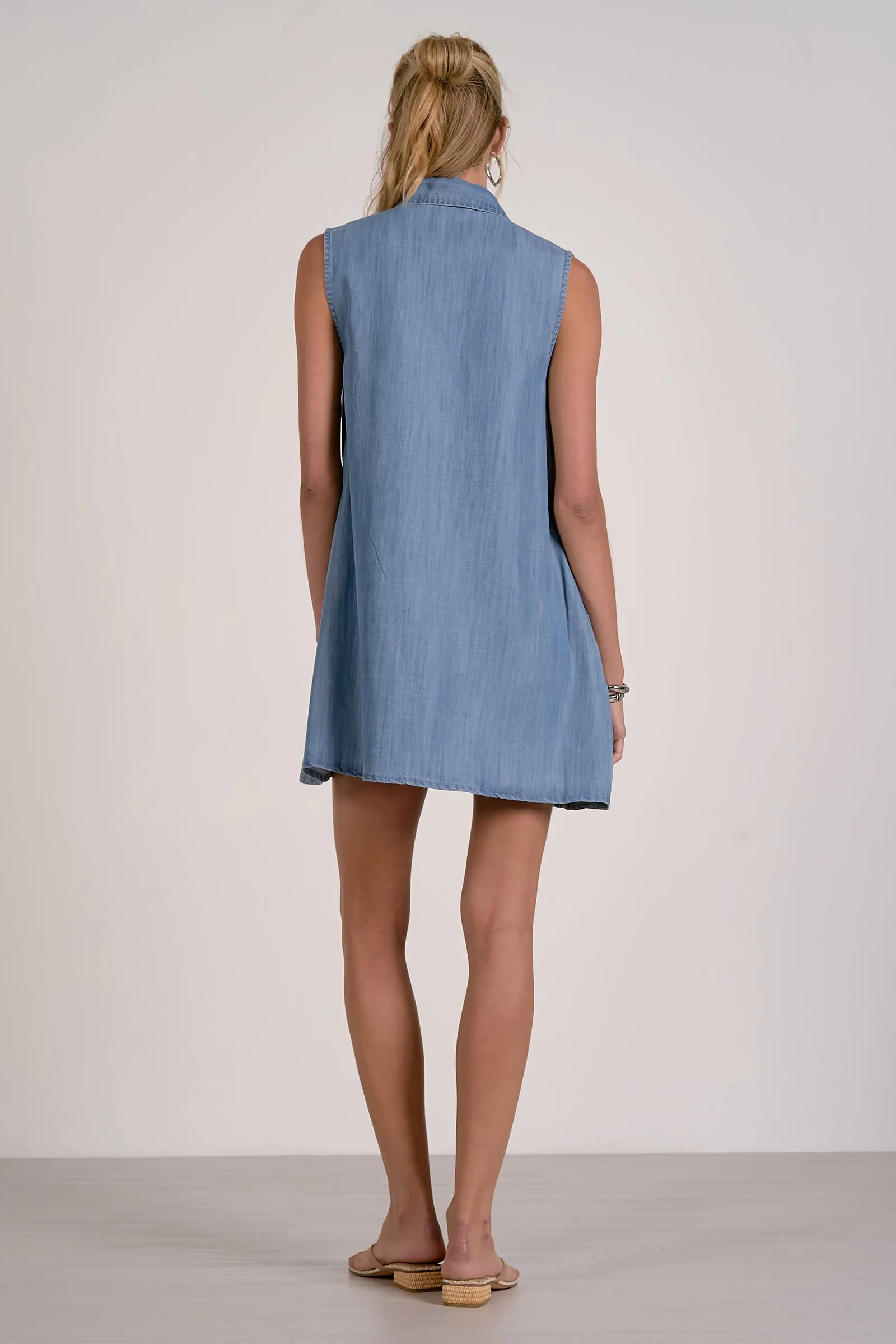 Sleeveless Button Down Dress, Denim | Elan sold by North & Main Clothing Company product image thumbnail 2