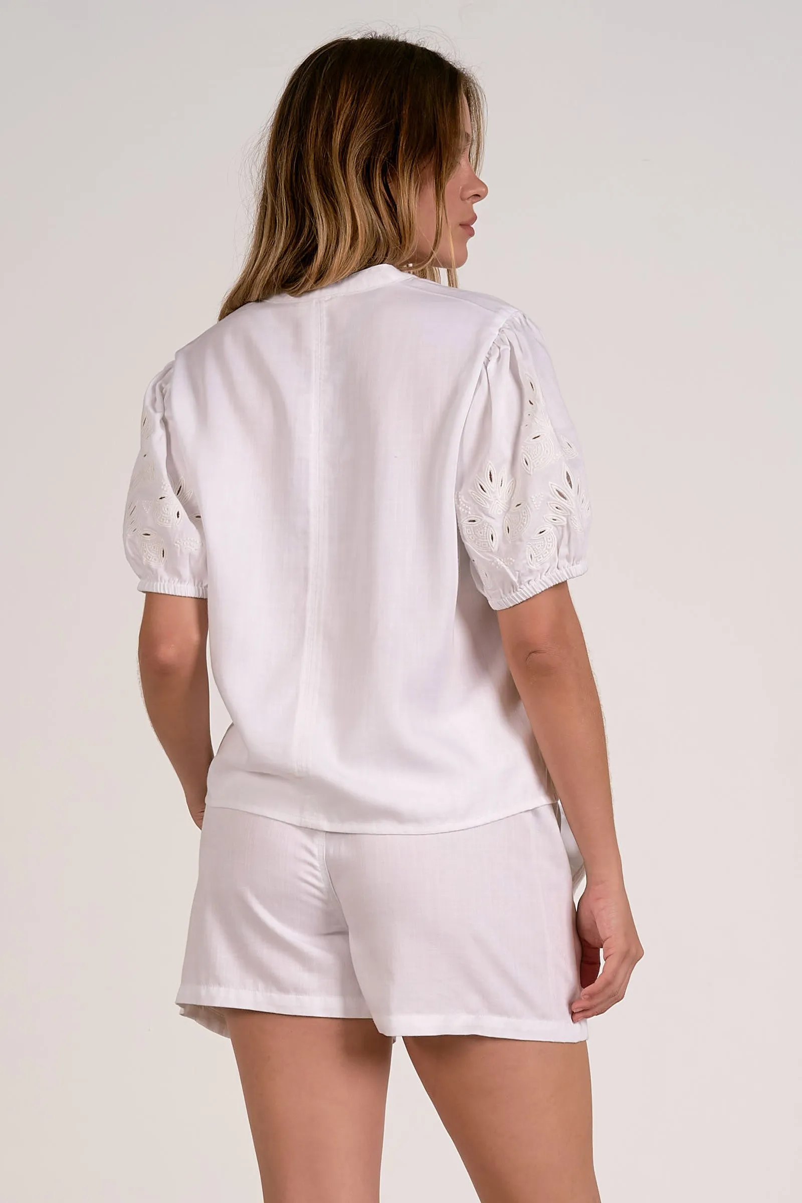 Split neck Top, White | Elan sold by North & Main Clothing Company product image thumbnail 2