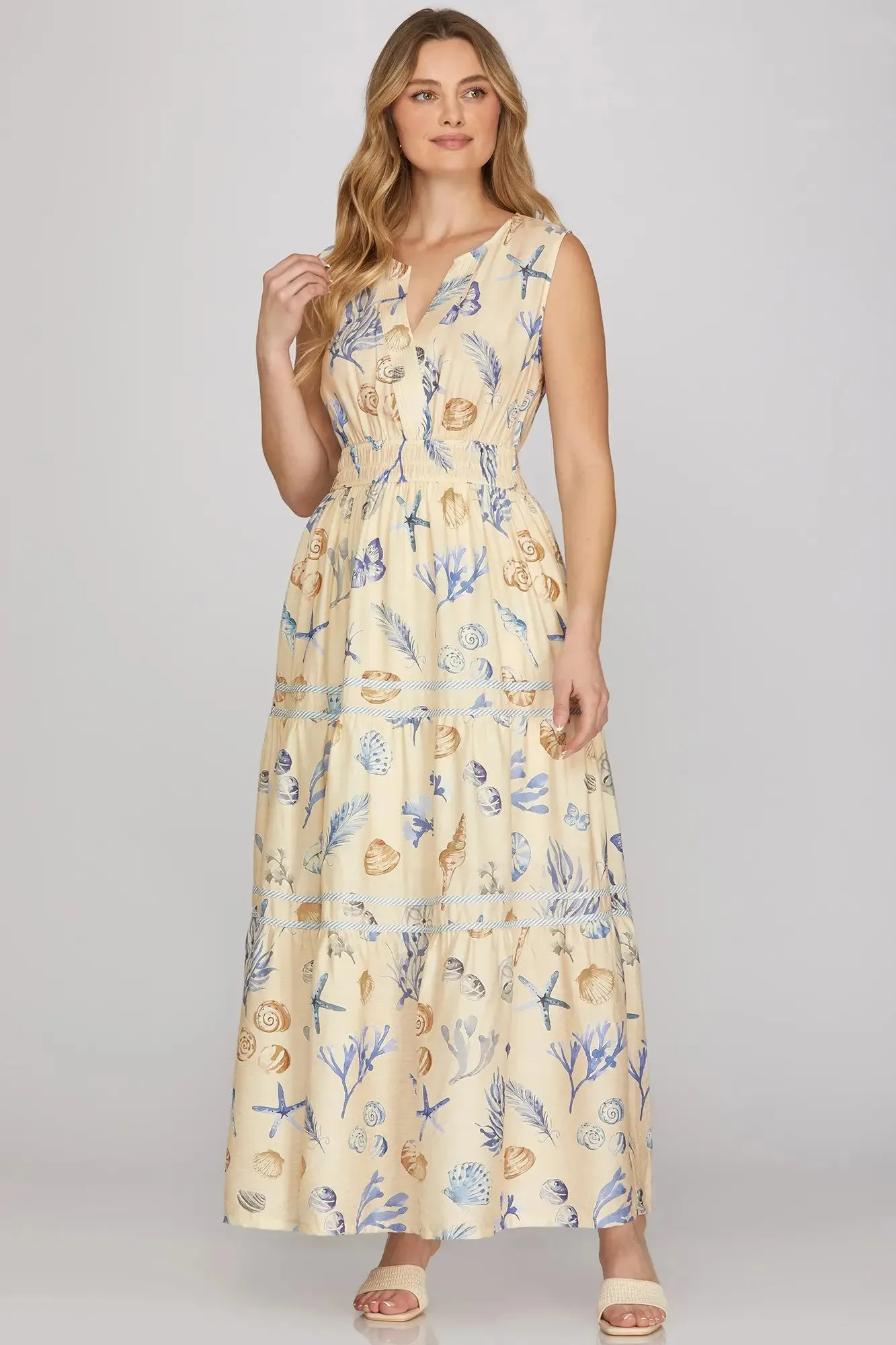 Emilia Tiered Maxi Dress, Cream sold by North & Main Clothing Company
