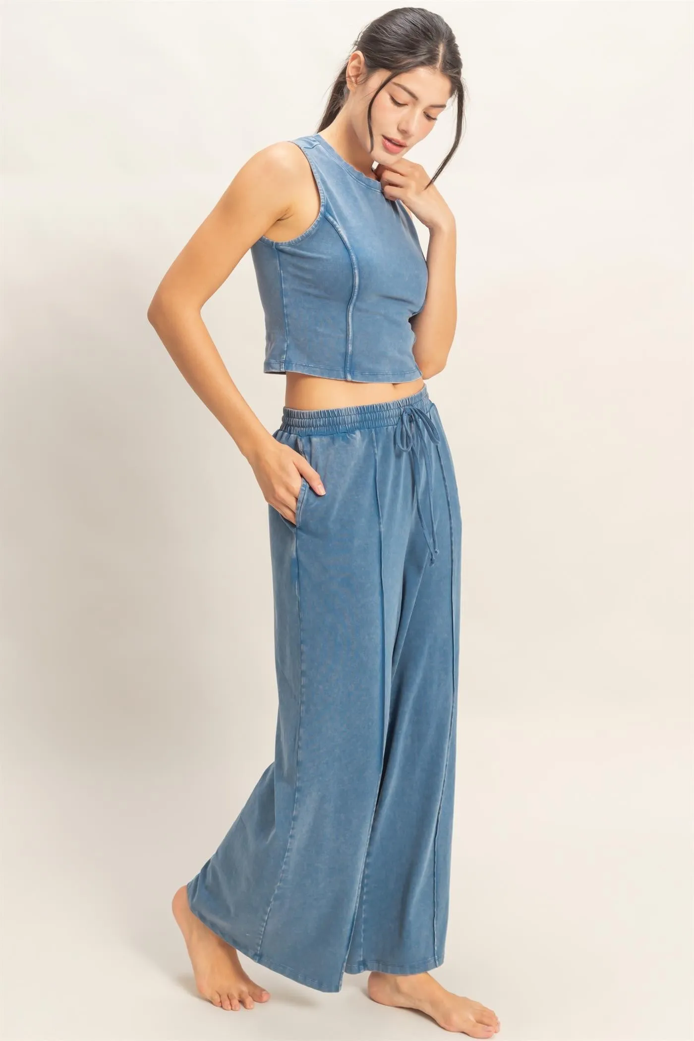Leah Mineral Washed Top, Navy sold by North & Main Clothing Company product image thumbnail 4
