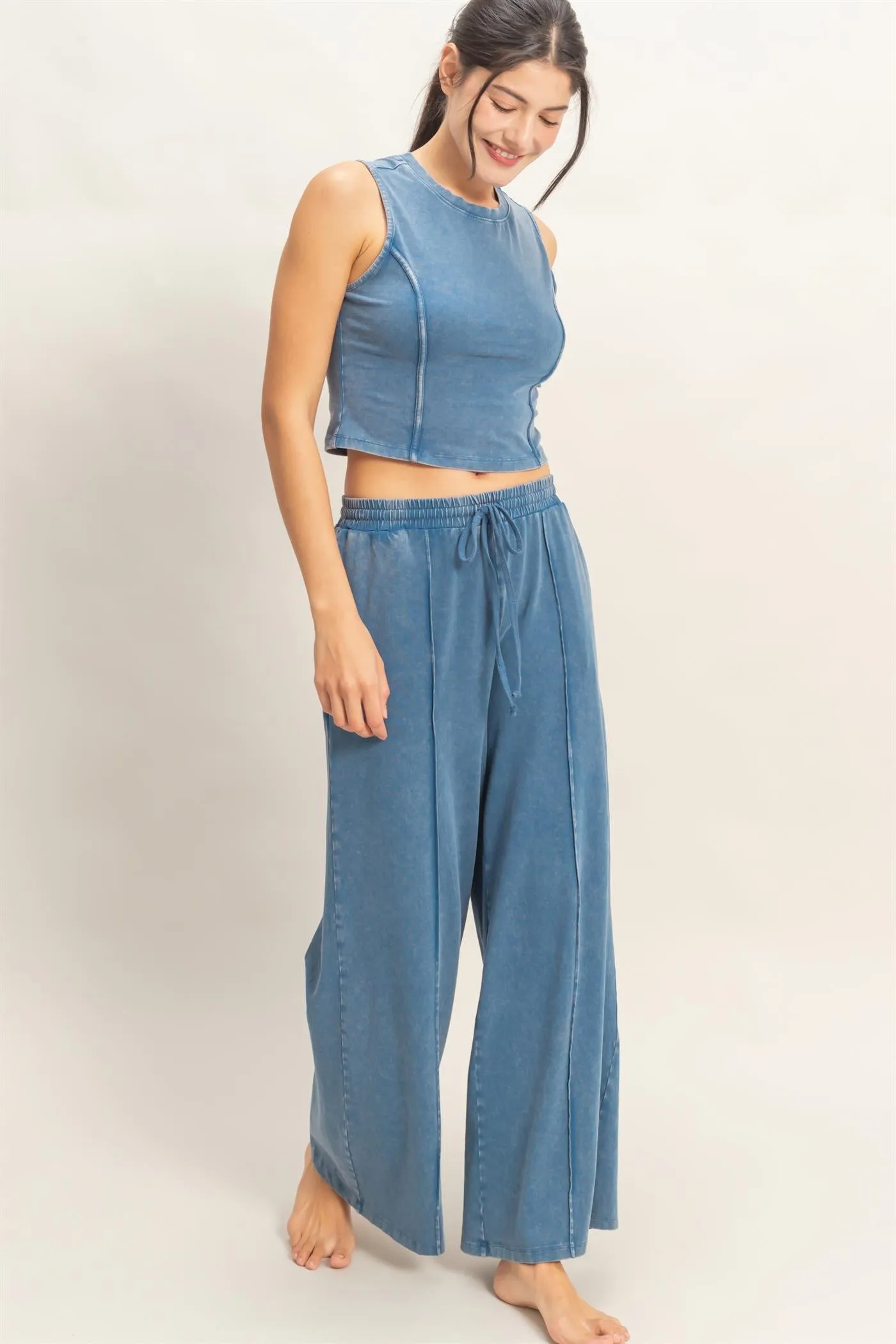 Leah Mineral Washed Top, Navy sold by North & Main Clothing Company product image thumbnail 3