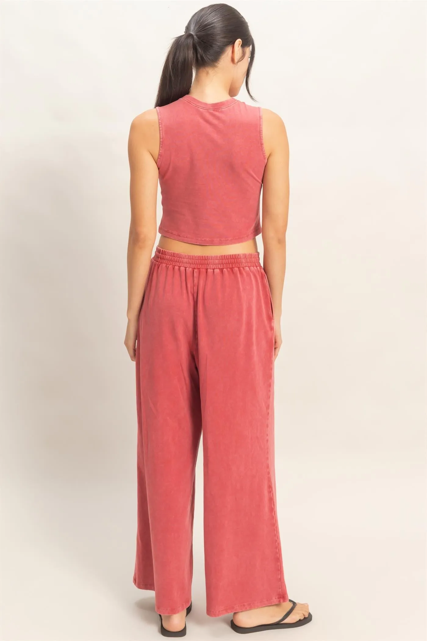 Leah Mineral Washed Top, Dark Red sold by North & Main Clothing Company product image thumbnail 4