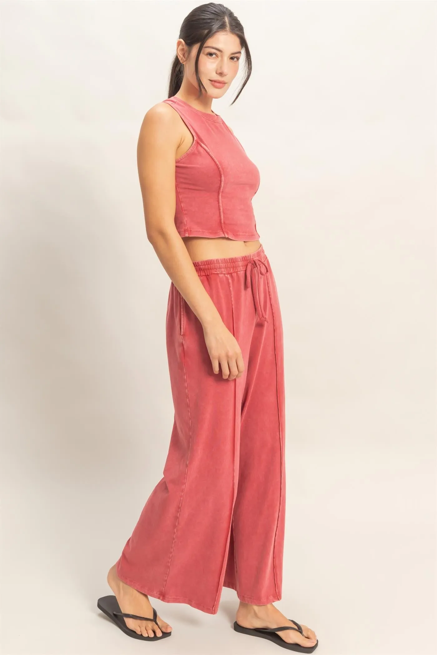 Leah Mineral Washed Top, Dark Red sold by North & Main Clothing Company product image thumbnail 5