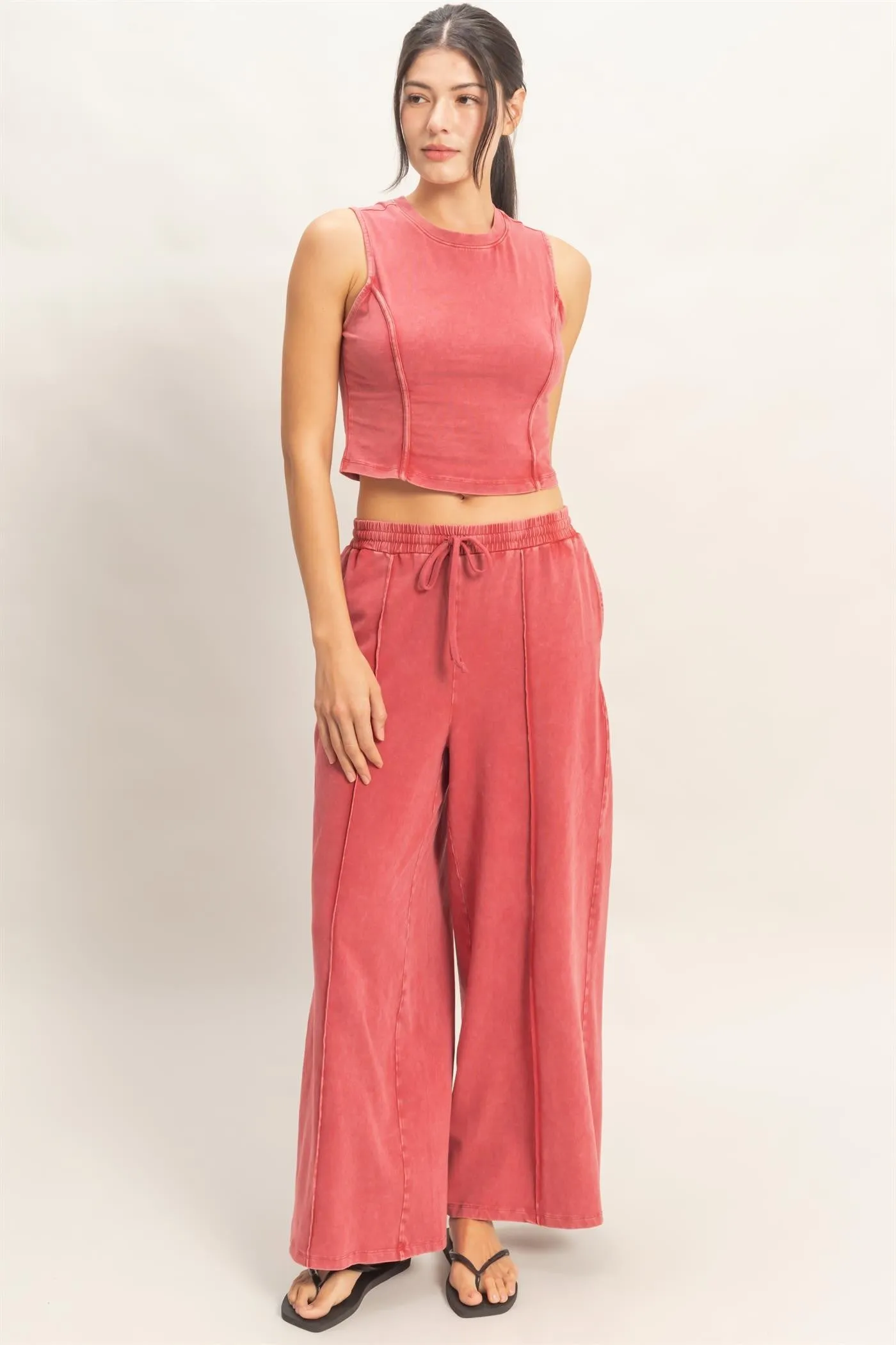 Leah Mineral Washed Top, Dark Red sold by North & Main Clothing Company product image thumbnail 2