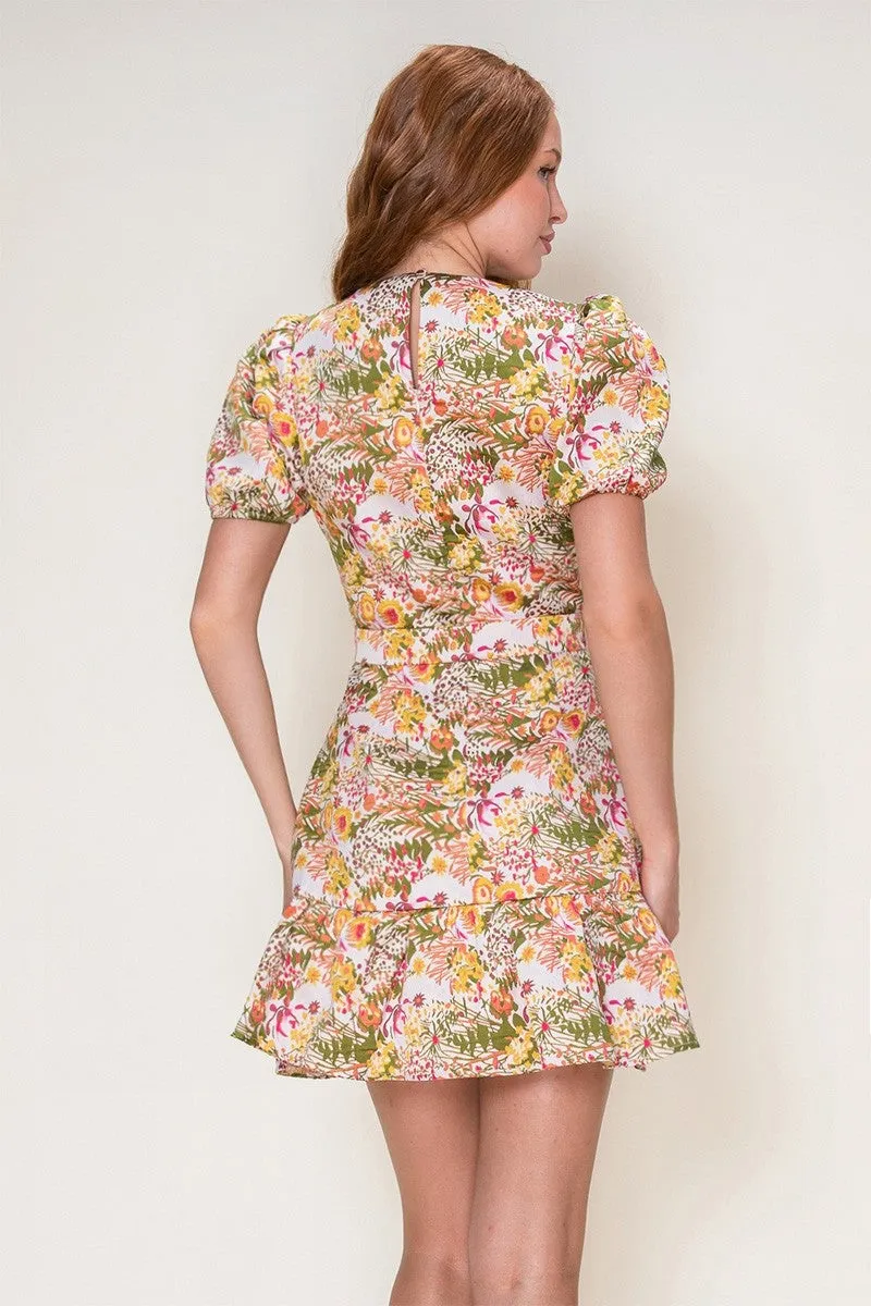 Elena Floral Mini Dress, Coral/Pink/Yellow sold by North & Main Clothing Company product image thumbnail 4