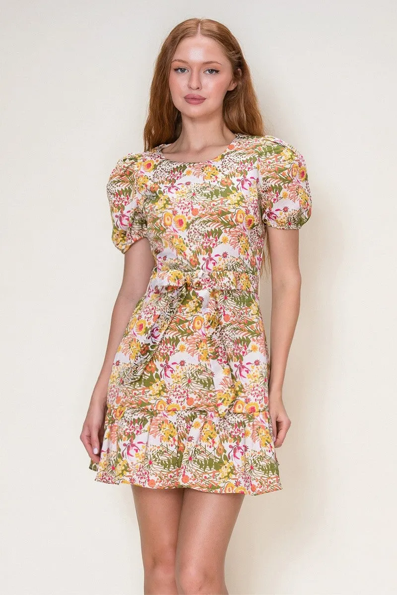 Elena Floral Mini Dress, Coral/Pink/Yellow sold by North & Main Clothing Company product image thumbnail 2