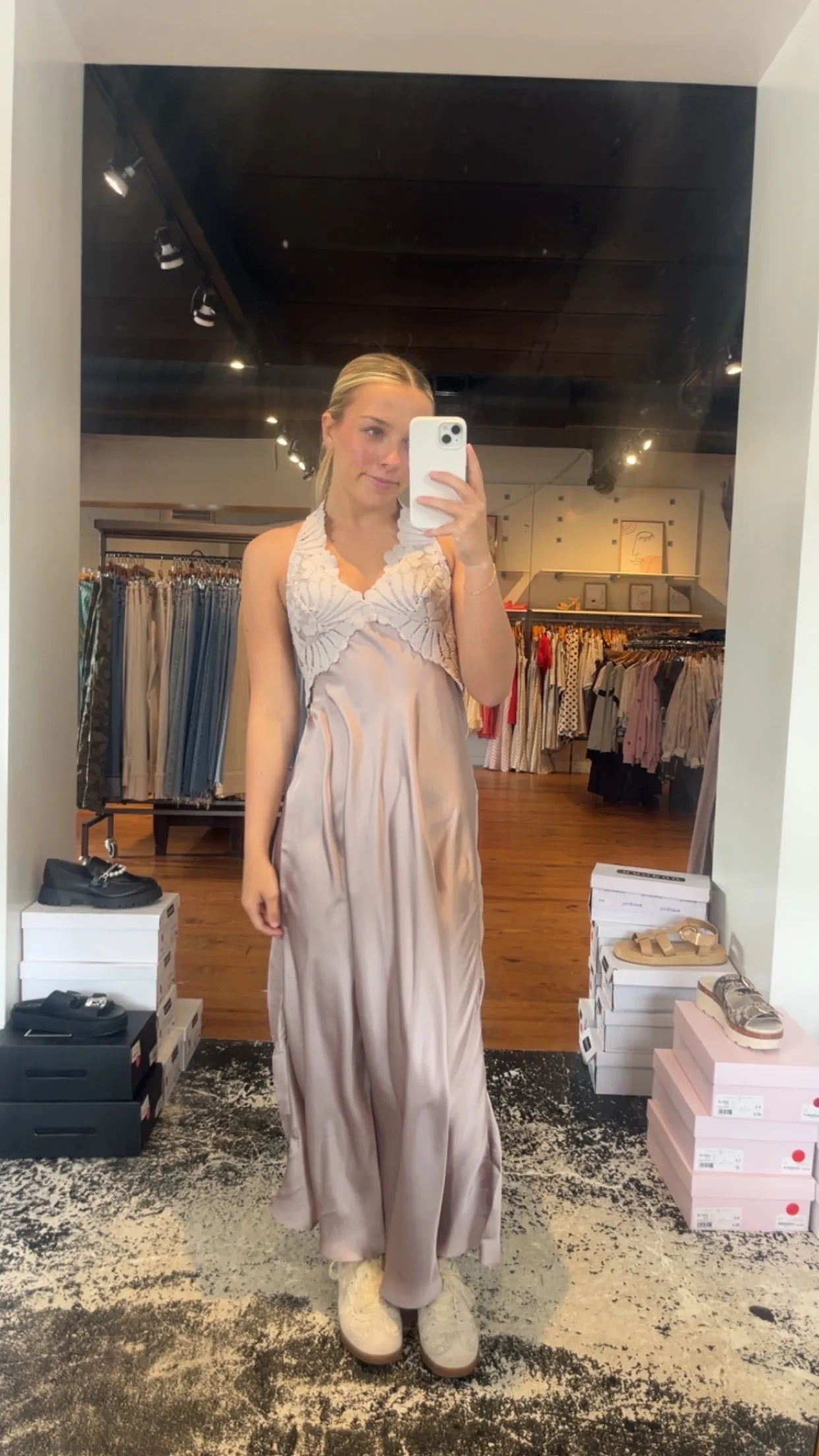 Petal Party Midi Dress, Mushroom | Free People sold by North & Main Clothing Company