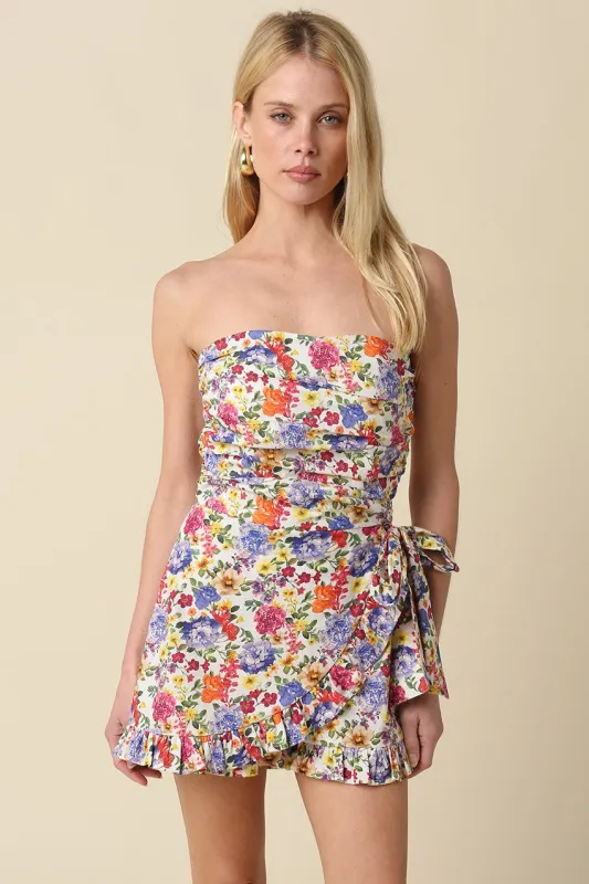 Florence Romper, White Multi Floral made by Olivaceous