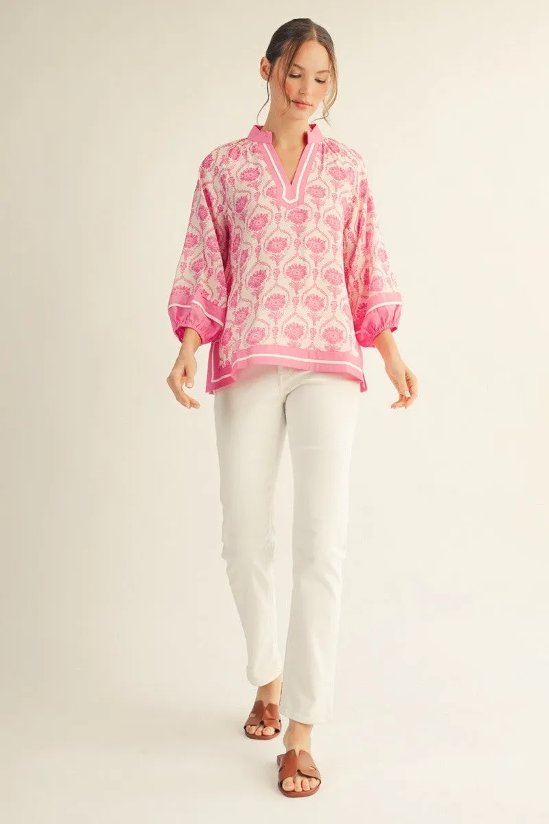 Penny Printed Top, Pink sold by North & Main Clothing Company product image thumbnail 2