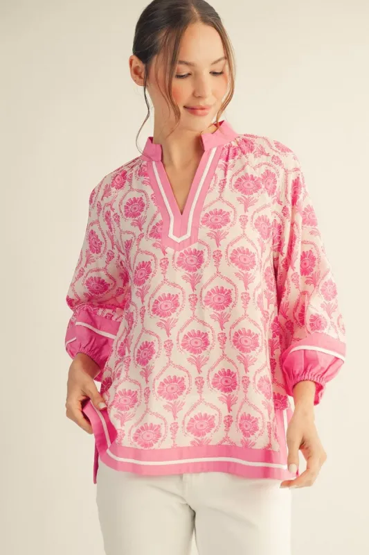Penny Printed Top, Pink made by JODIFL