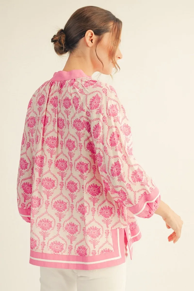 Penny Printed Top, Pink sold by North & Main Clothing Company product image thumbnail 3