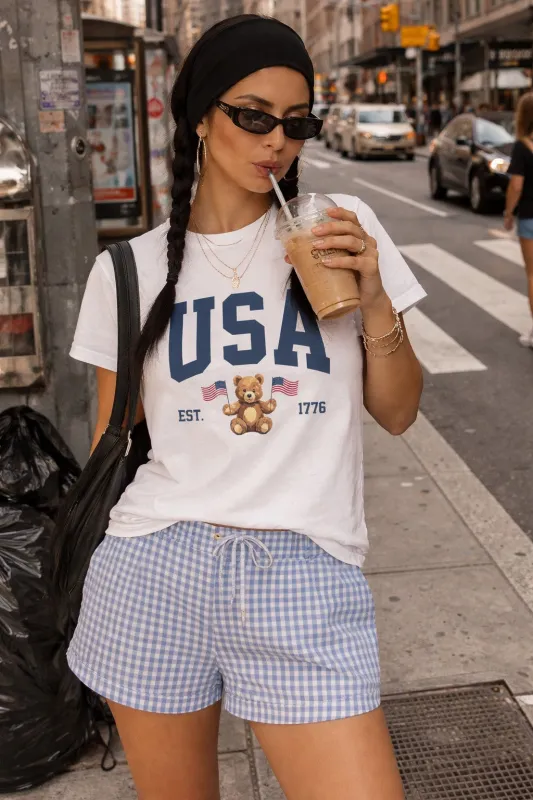 USA Teddy T-Shirt, White made by Sweet Claire