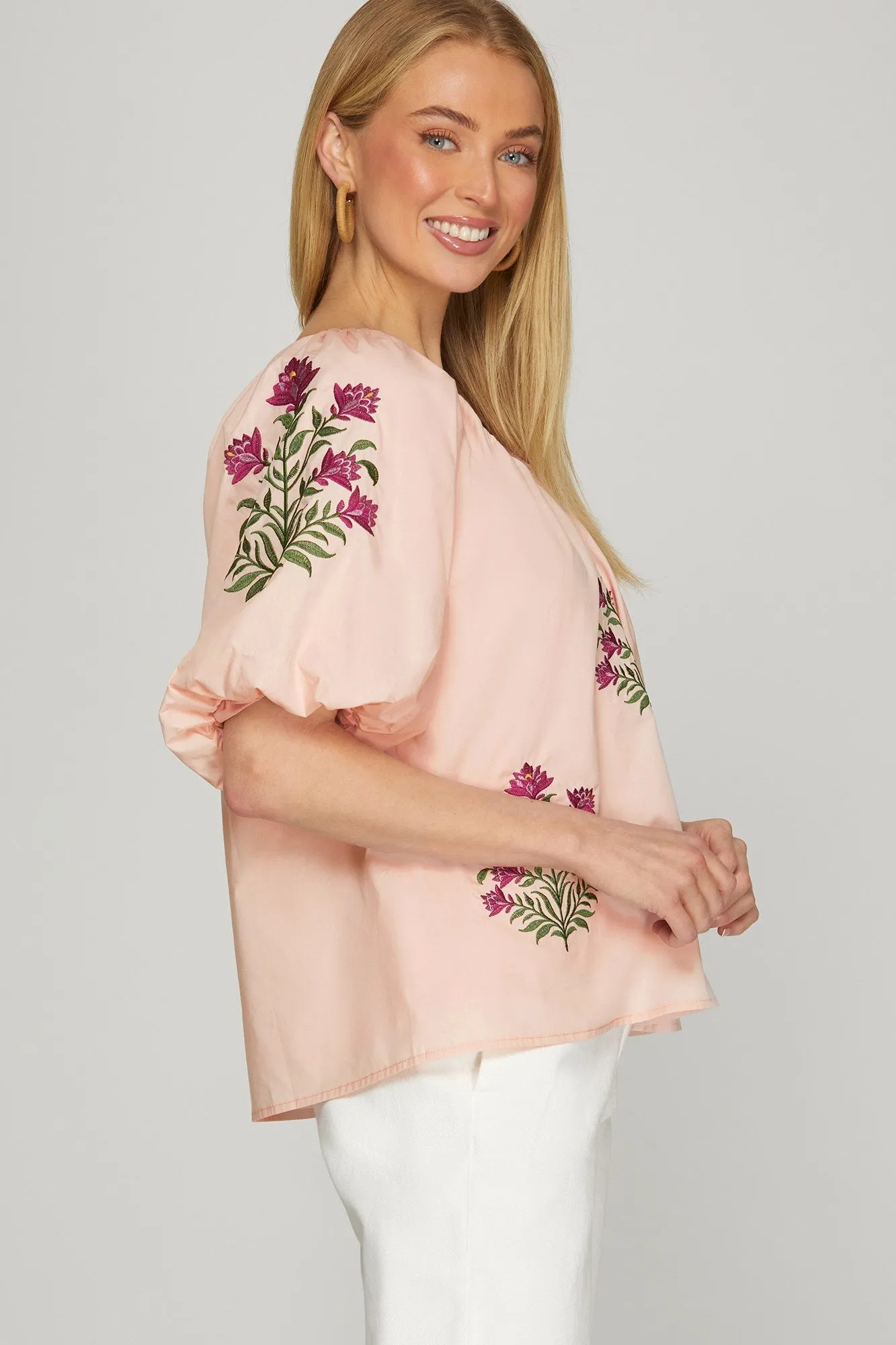 Sandy Embroidered Blouse, Blush sold by North & Main Clothing Company product image thumbnail 3