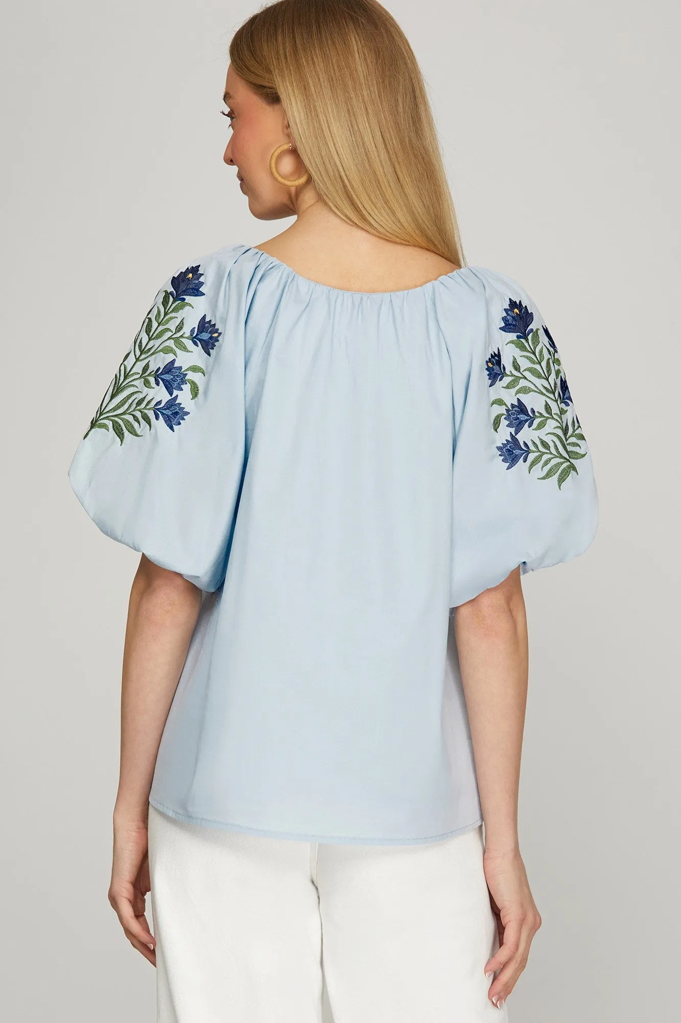 Sandy Embroidered Blouse, Light Blue sold by North & Main Clothing Company product image thumbnail 2