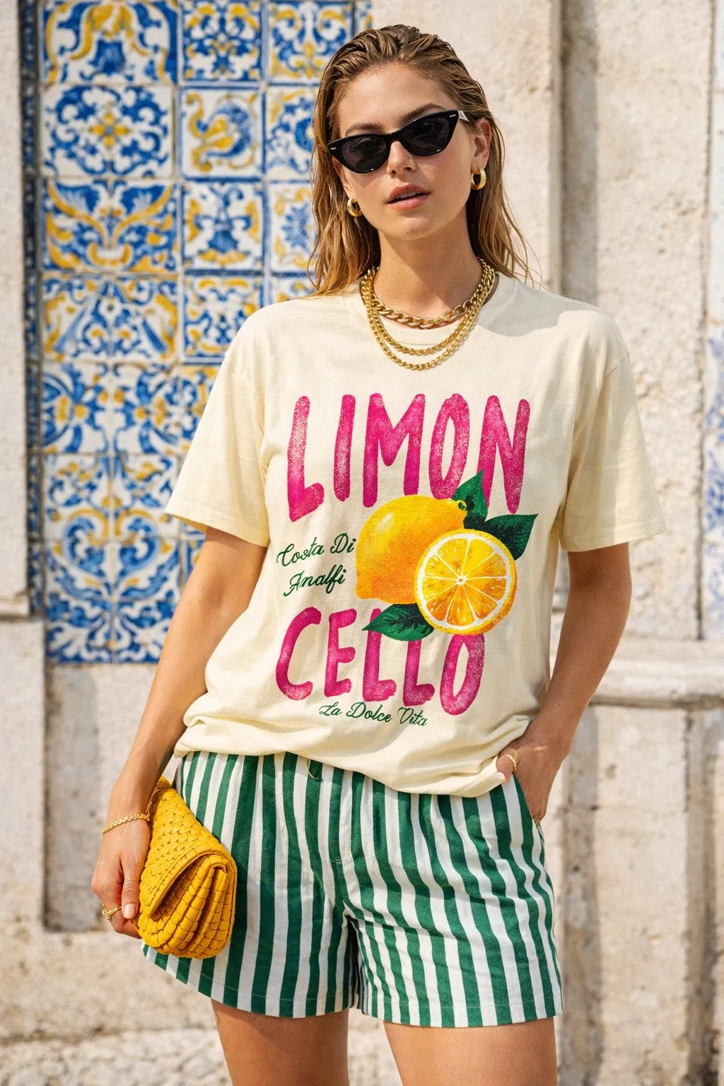 Limon Cello Graphic Tee, French Vanilla sold by North & Main Clothing Company