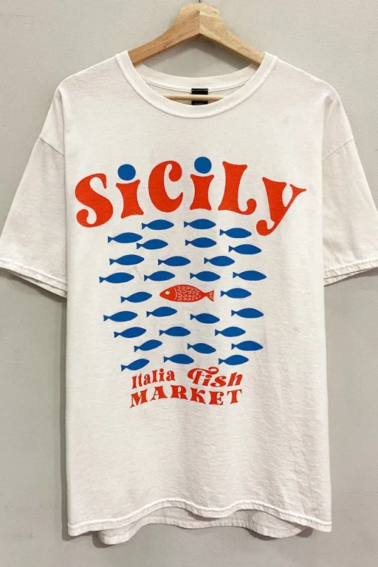 Sicily Fish Graphic T-Shirt, Cream made by Sweet Claire