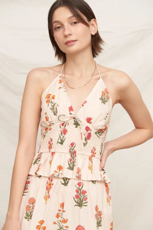 Floral Peplum Top, Ivory Multi made by En Creme