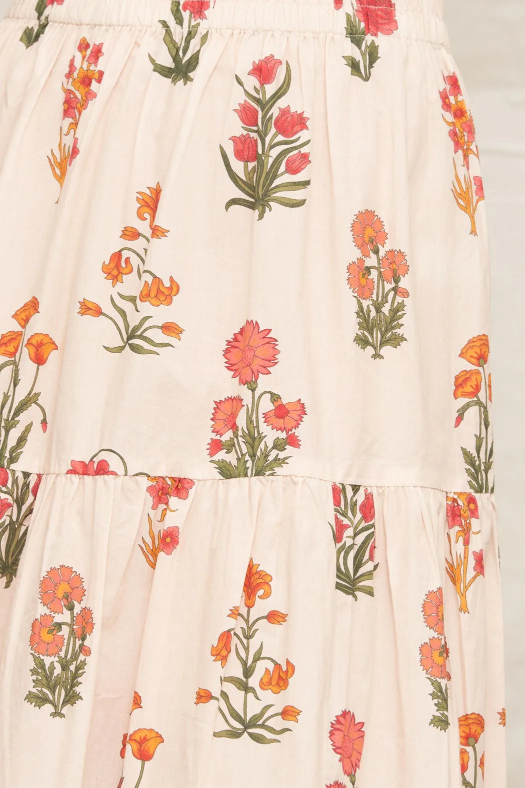 Floral Tiered Maxi Skirt, Ivory Multi sold by North & Main Clothing Company product image thumbnail 4