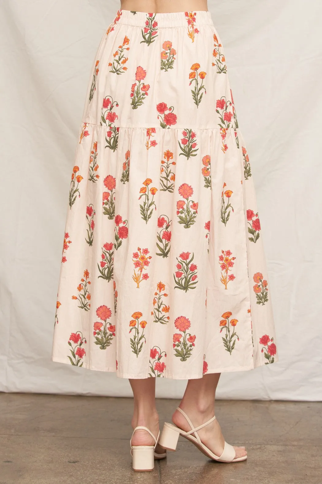 Floral Tiered Maxi Skirt, Ivory Multi sold by North & Main Clothing Company product image thumbnail 2