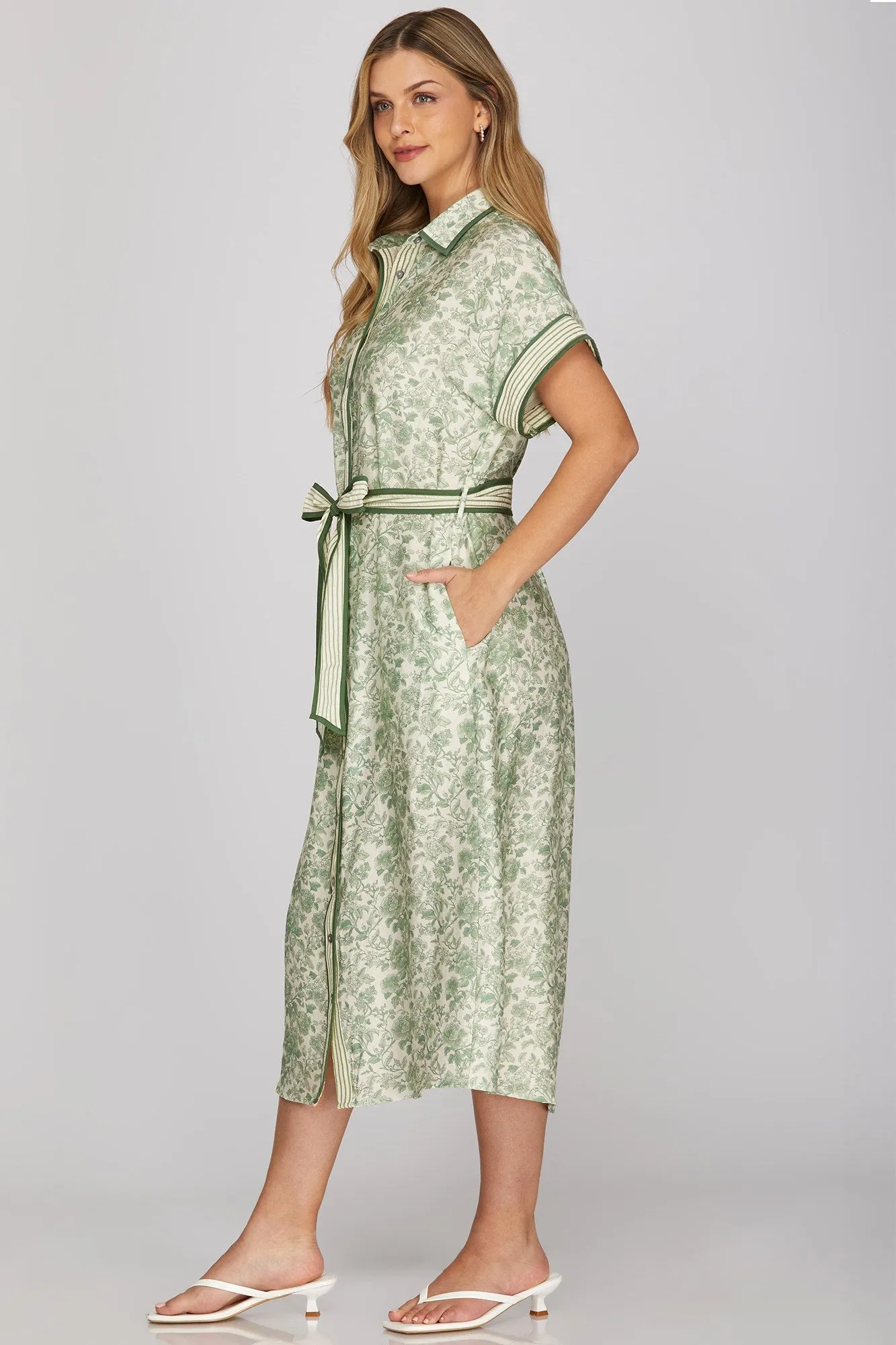 Sal Midi Shirt Dress, Green sold by North & Main Clothing Company product image thumbnail 2