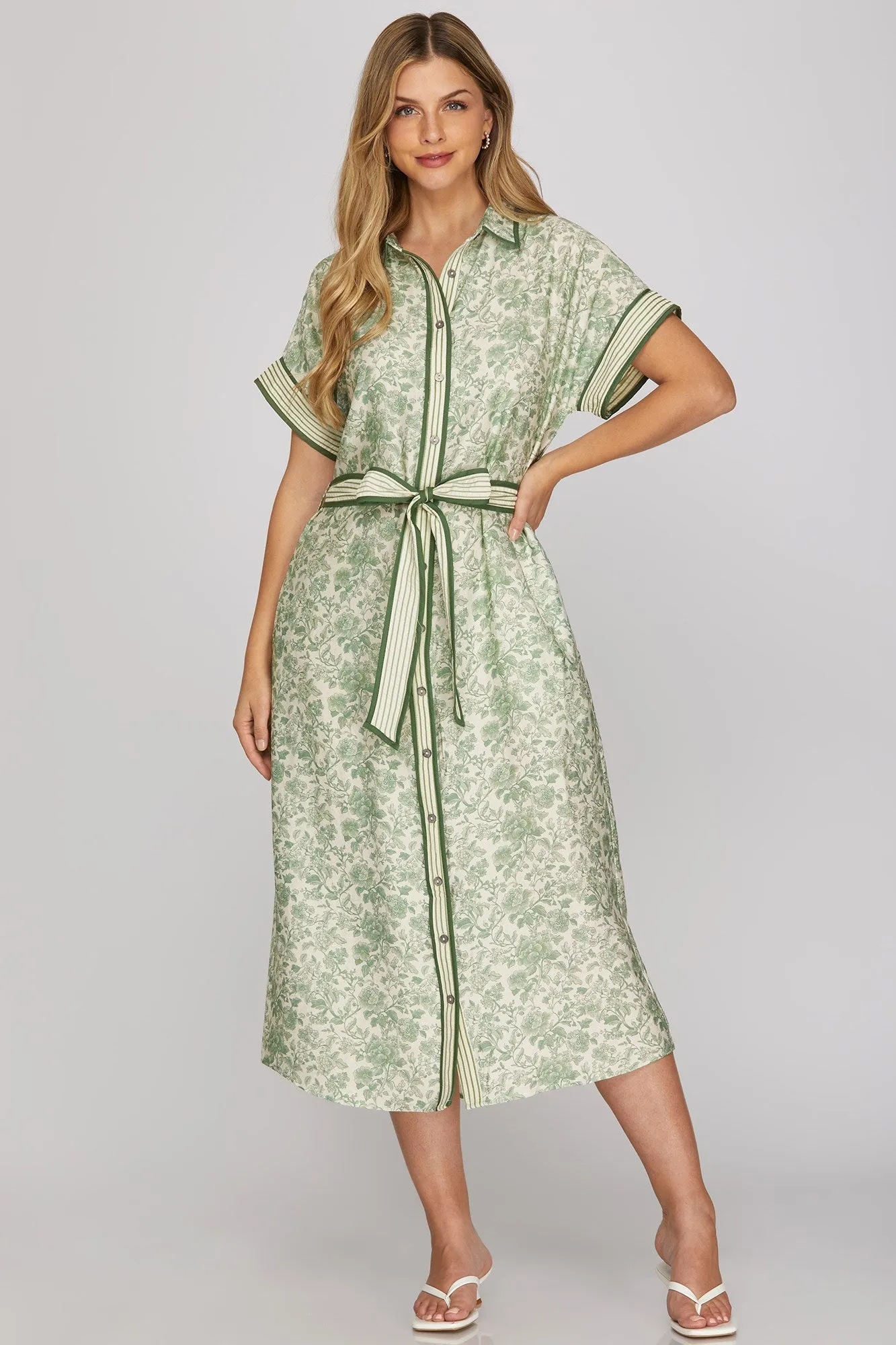 Sal Midi Shirt Dress, Green sold by North & Main Clothing Company