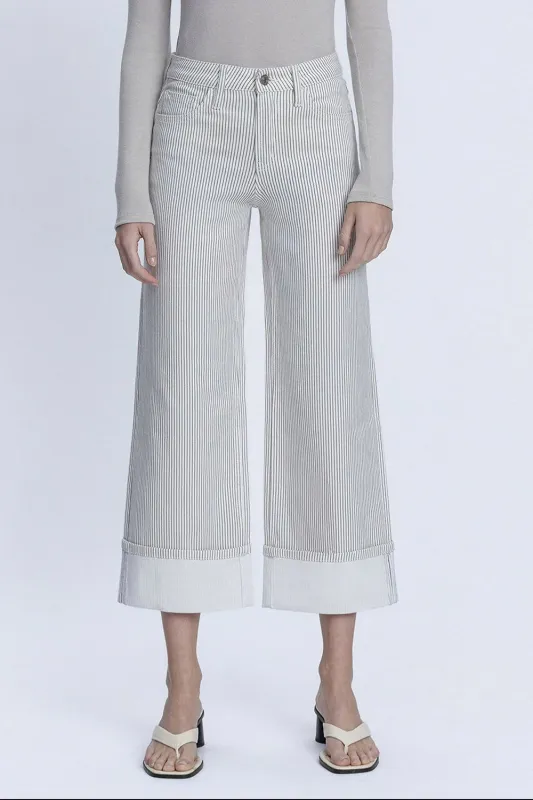 High Rise Cuffed Wide Jean, Stripe made by Vervet