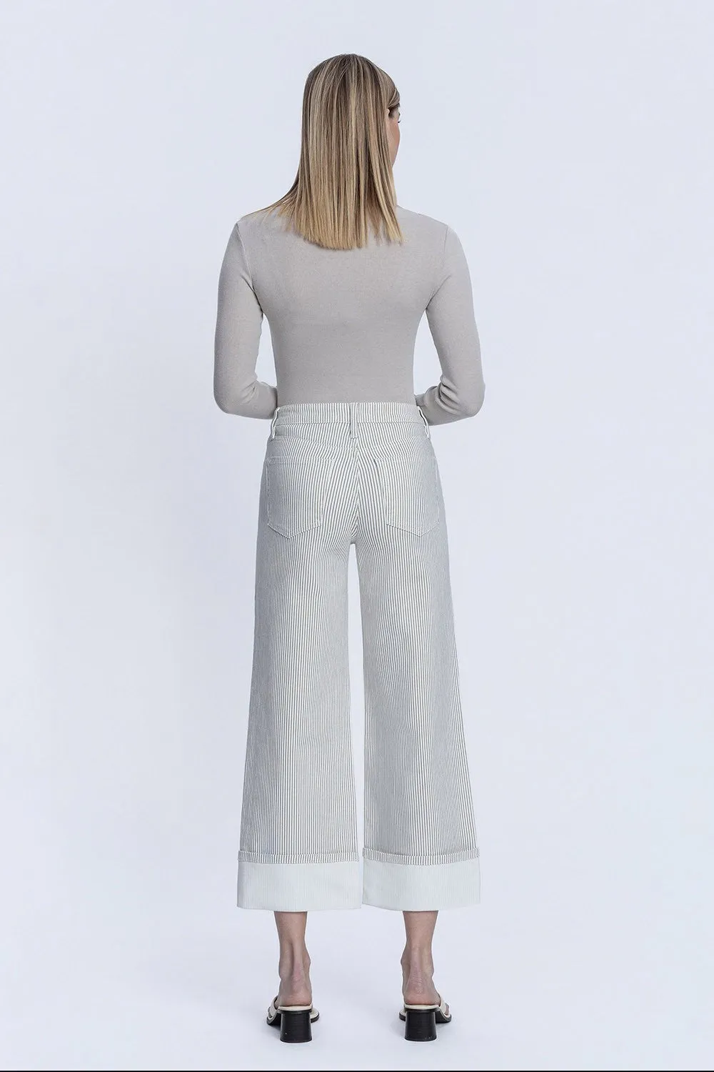 High Rise Cuffed Wide Jean, Stripe sold by North & Main Clothing Company product image thumbnail 5