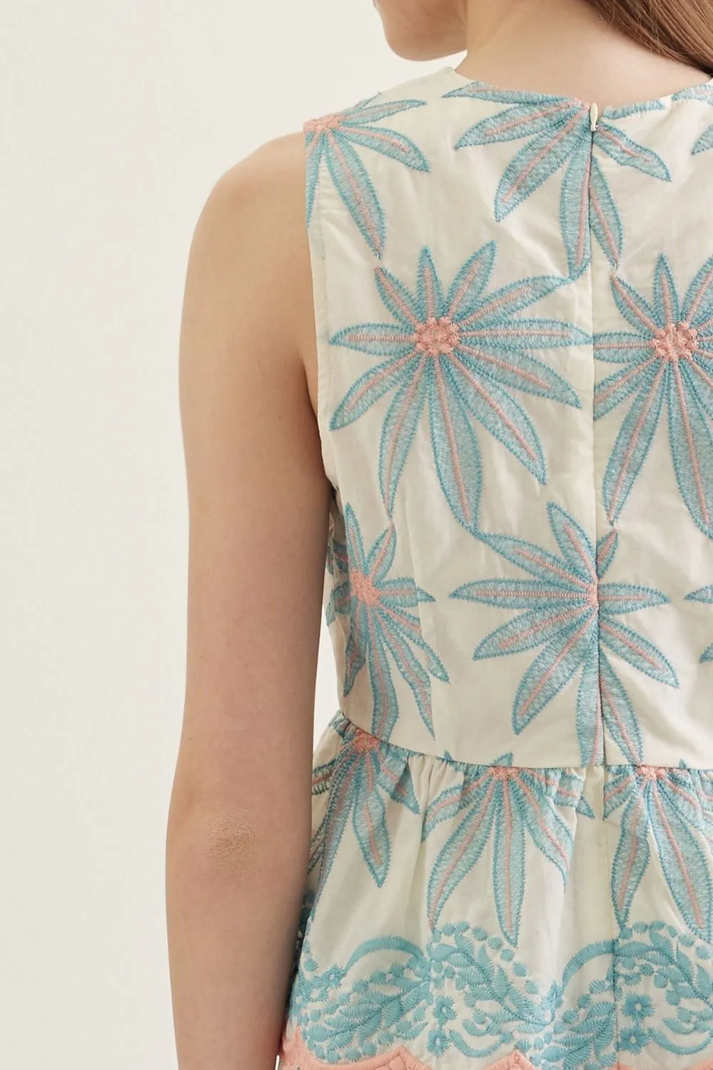 Paige Embroidered Peplum Top, Blue sold by North & Main Clothing Company product image thumbnail 5