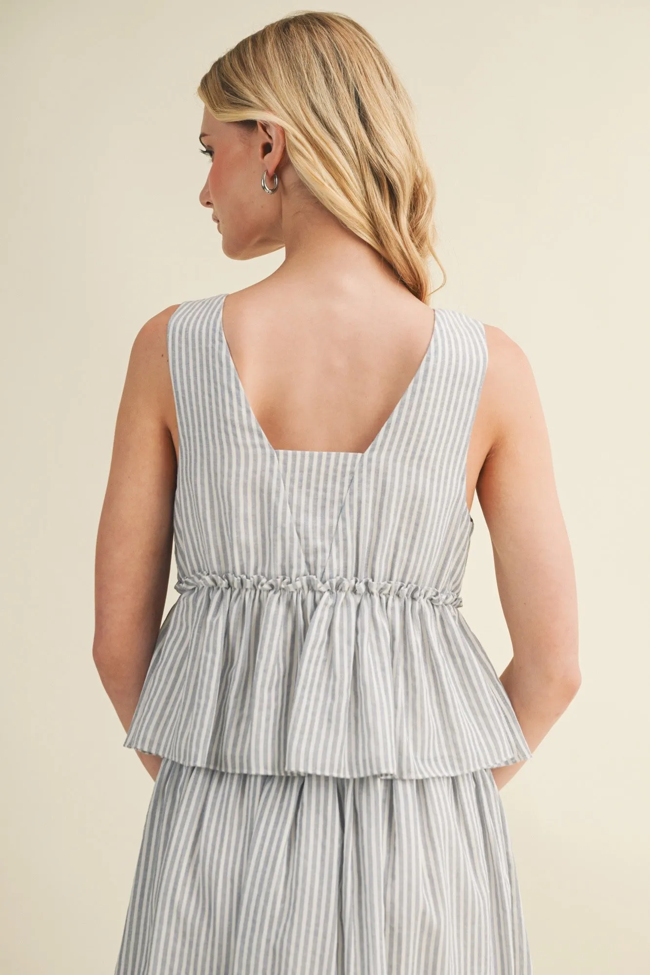Allison Striped Peplum Top, Misty Blue sold by North & Main Clothing Company product image thumbnail 3