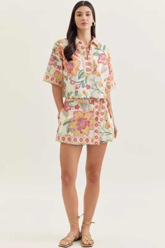 Mallory Floral Wrap Skort, Pink made by entro