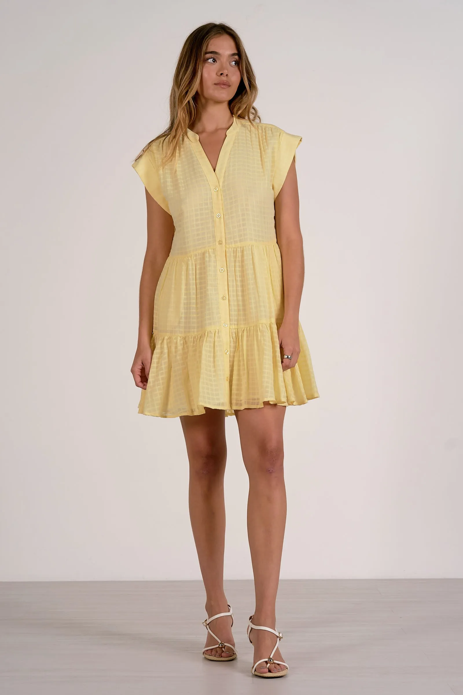 Selma Tiered Mini Dress, Yellow | Elan sold by North & Main Clothing Company product image thumbnail 2