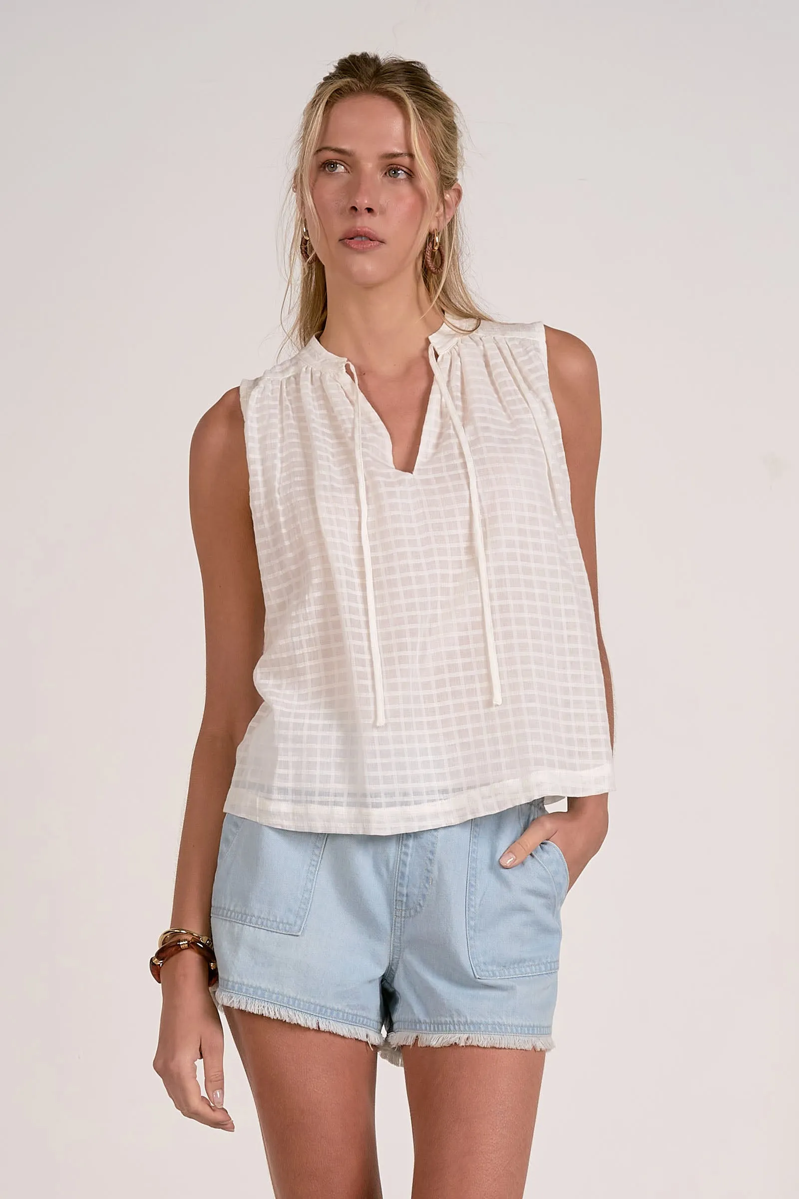 Indy Sleeveless Top, Off White | Elan sold by North & Main Clothing Company