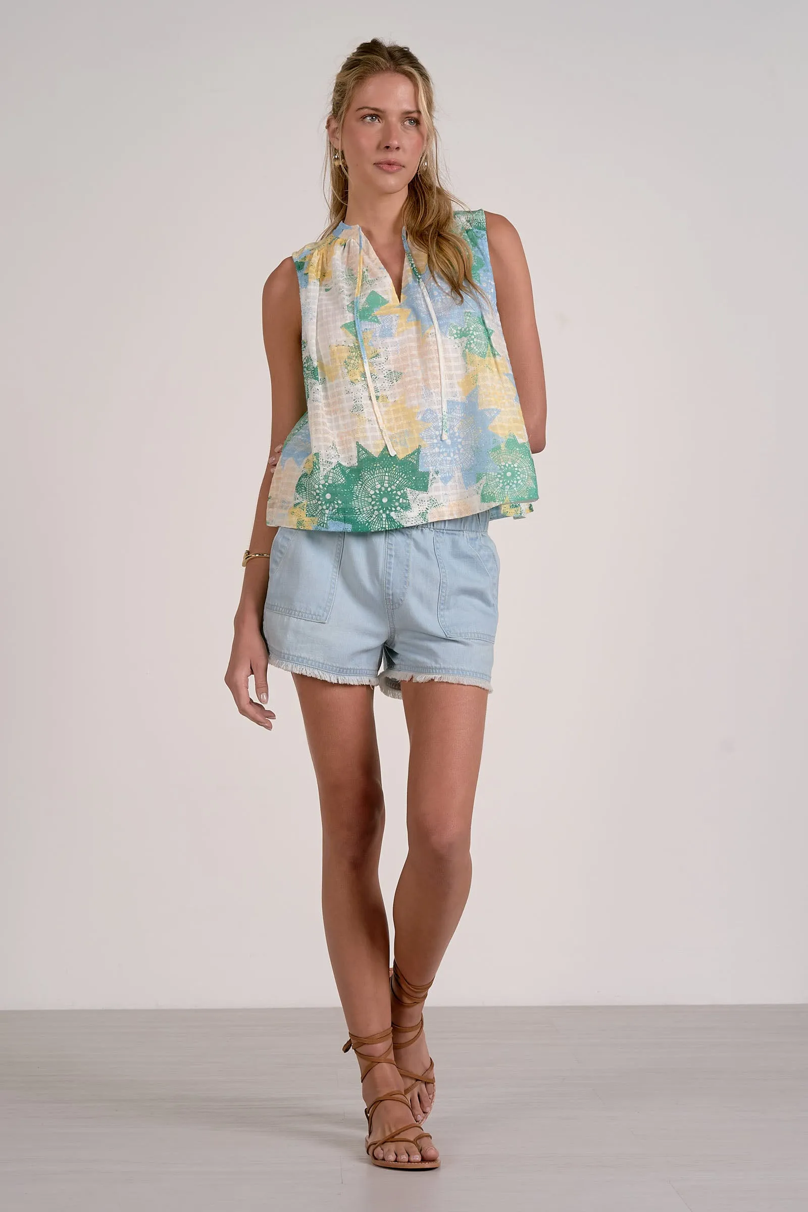 Freida Printed Top, Mint Crochette | Elan sold by North & Main Clothing Company product image thumbnail 3