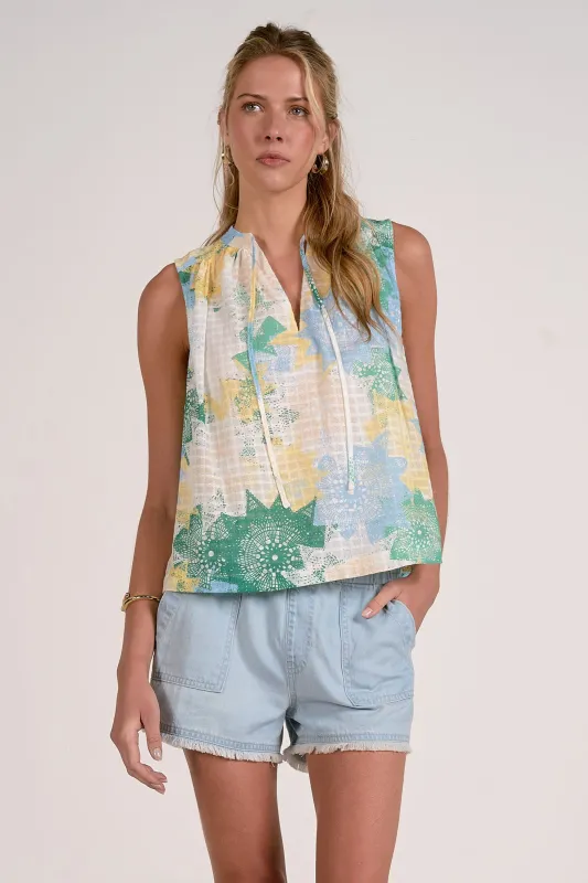 Freida Printed Top, Mint Crochette | Elan made by Elan