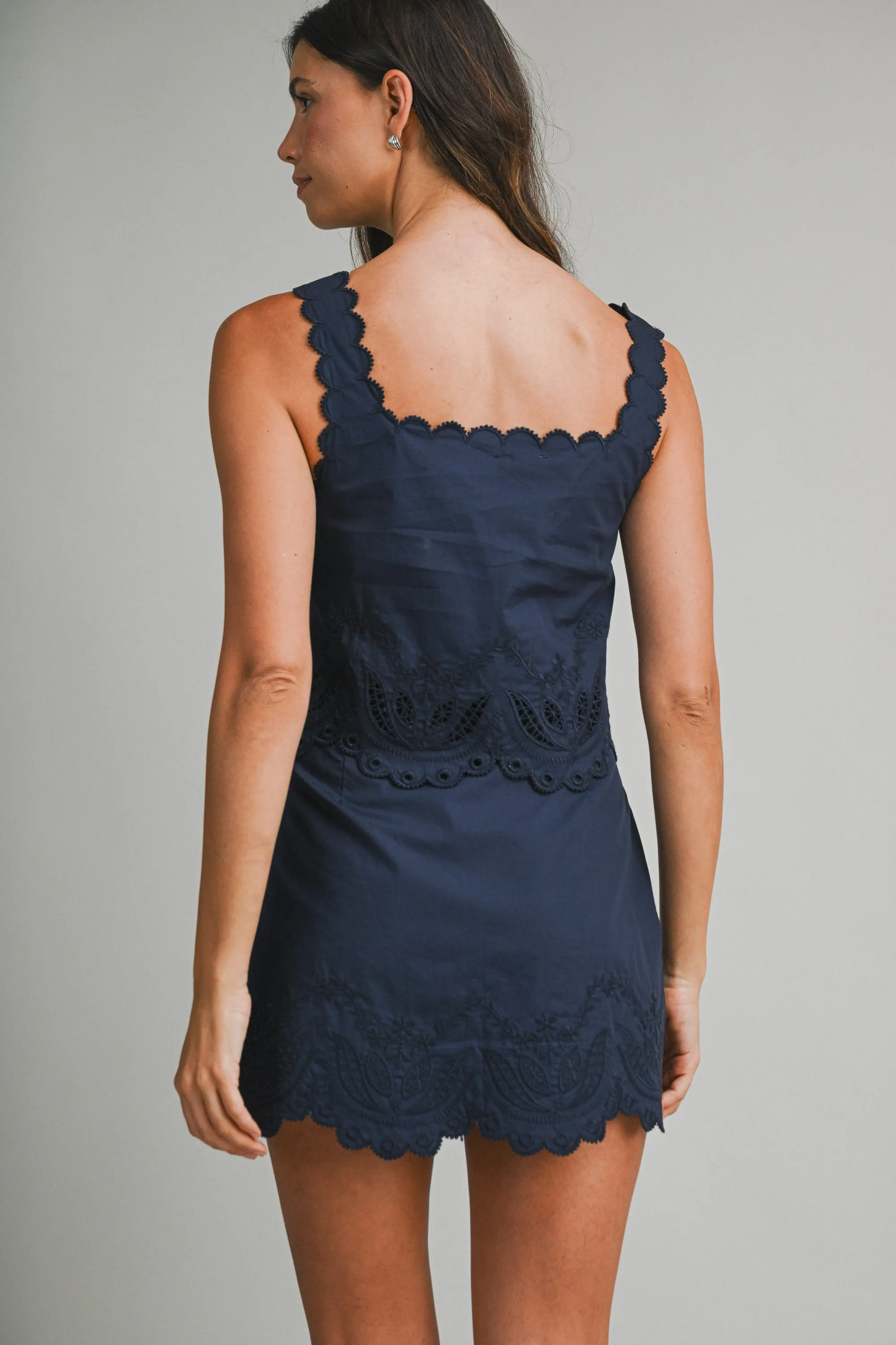 Alba Embroidered Mini Skirt, Navy sold by North & Main Clothing Company product image thumbnail 3