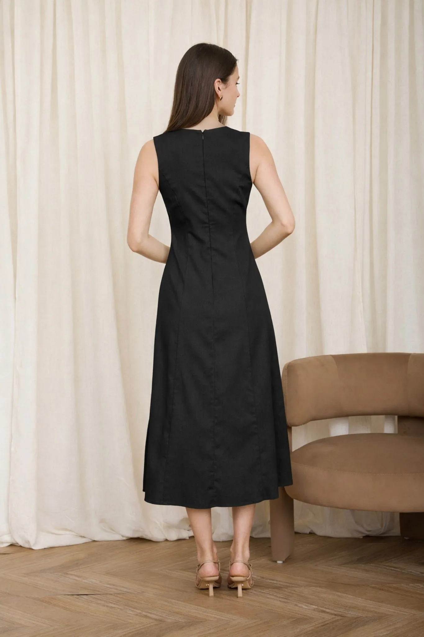 Morgan Button Down Midi Dress, Black sold by North & Main Clothing Company product image thumbnail 3