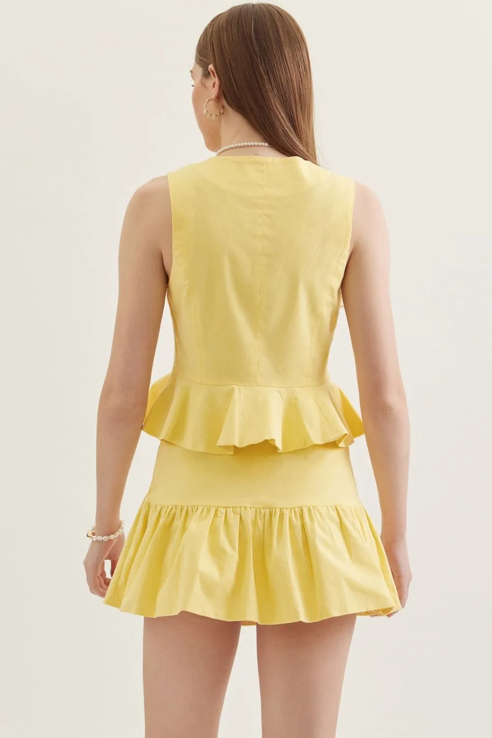 Anne Peplum Hem Vest, Yellow sold by North & Main Clothing Company product image thumbnail 3