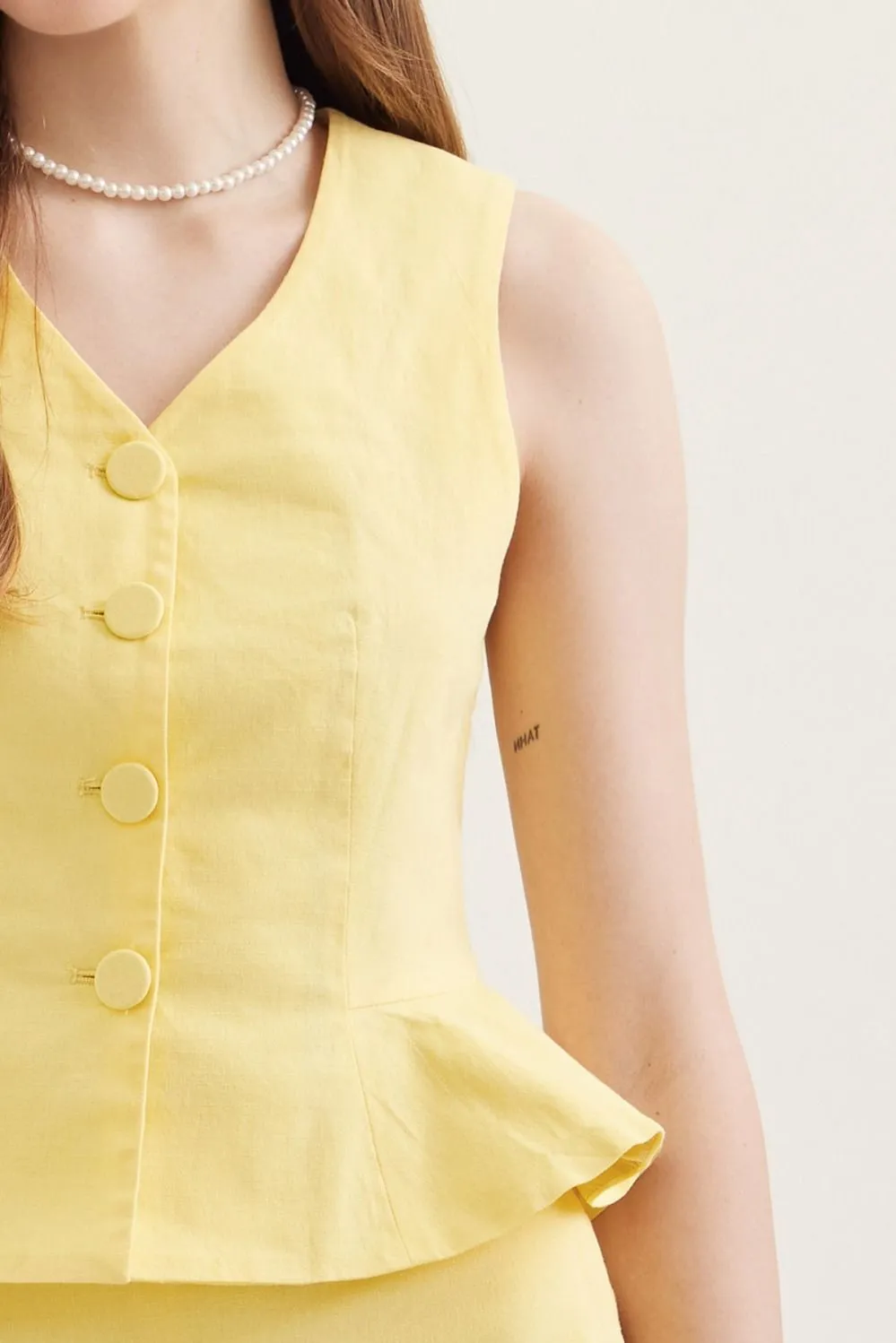 Anne Peplum Hem Vest, Yellow sold by North & Main Clothing Company product image thumbnail 4